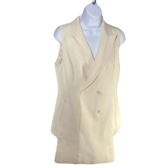 ZARA Cream Colored Sleeveless Vest/Blazer Womens Size S - Picture 3 of 8